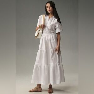 Anthropologie White Tiered Maxi Dress
